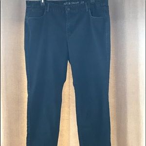 Black jeans with faux leather trim